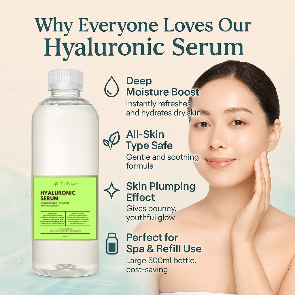 Hyaluronic Serum – 500ml Refill | Deep Hydration & Skin Plumping for Face & Body | Clinic-Grade | Althea Essential