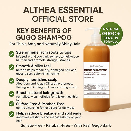 Althea Essential Gugo Shampoo | Sulfate-Free Hair Growth Shampoo with Keratin, Aloe Vera & Argan Oil | Thick, Soft & Shiny Hair