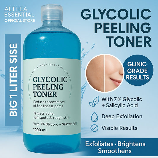 Glycolic Peeling Toner 7% (1 Liter Refill) – Brightening, Exfoliating Toner for Acne, Dark Spots & Rough Skin | Althea Essential