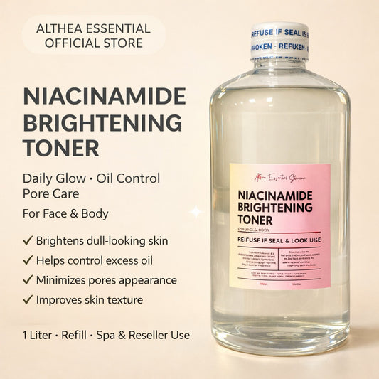 Niacinamide Brightening Toner – 1 Liter Refill | Daily Glow, Oil Control & Pore Care for Face & Body | Althea Essential